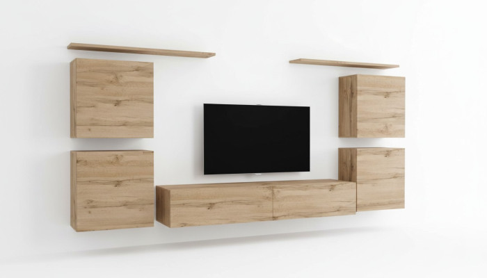Diseño de estantería de pared de madera para sala de estar, soporte de TV de madera, estanterías de pared, muebles de madera nuevos.