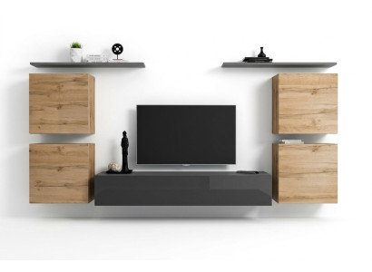 Muebles de madera para sala de estar, gris, estante de pared de lujo, nuevo.
