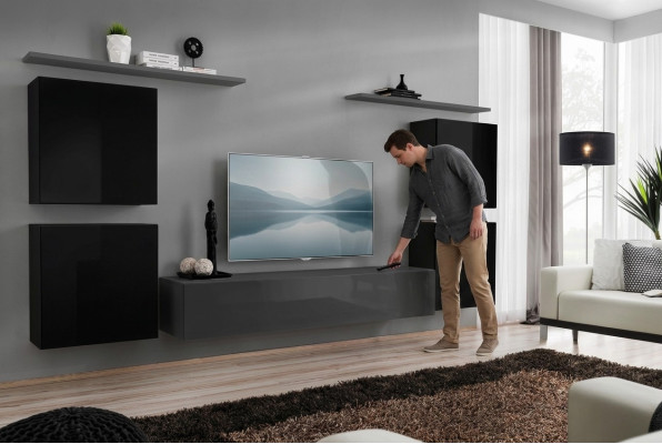 Set de lujo de muebles de pared de madera completa 4x armario de pared sala de estar nuevo