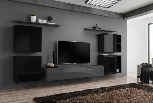 Set de lujo de muebles de pared de madera completa 4x armario de pared sala de estar nuevo
