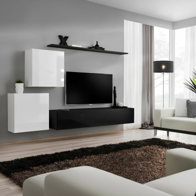 Conjunto de muebles de madera para pared, completo de lujo, nuevo, 4 piezas, 2 armarios de pared, soporte de TV, diseño.