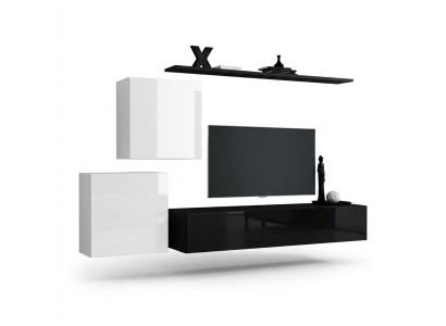 Conjunto de muebles de madera para pared, completo de lujo, nuevo, 4 piezas, 2 armarios de pared, soporte de TV, diseño.