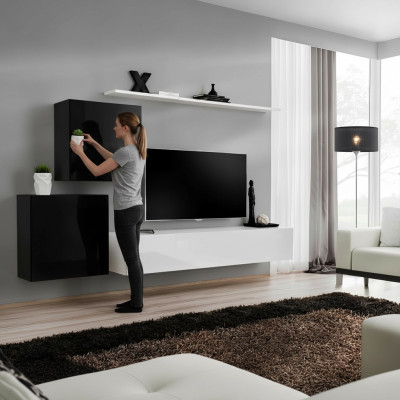 Sala de estar Mueble de pared Blanco Soporte para TV Diseño Aparador Decoración Armario de pared