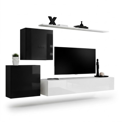 Sala de estar Mueble de pared Blanco Soporte para TV Diseño Aparador Decoración Armario de pared