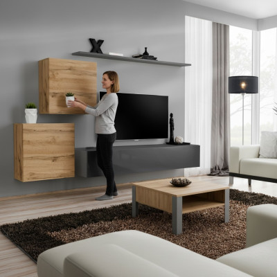 Muebles de salón diseñador moderno pared de salón estantería gris