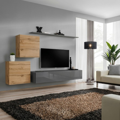 Muebles de salón diseñador moderno pared de salón estantería gris