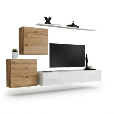 Juego de sala de estar de 4 piezas con estante de pared, aparador, conjunto de pared, 2x armario de pared, diseño nuevo.