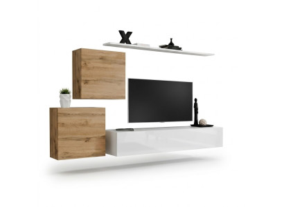 Juego de sala de estar de 4 piezas con estante de pared, aparador, conjunto de pared, 2x armario de pared, diseño nuevo.