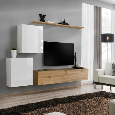 Moderno mueble de pared para sala de estar, aparador de diseñador, soporte para TV de 4 piezas. Nuevo.