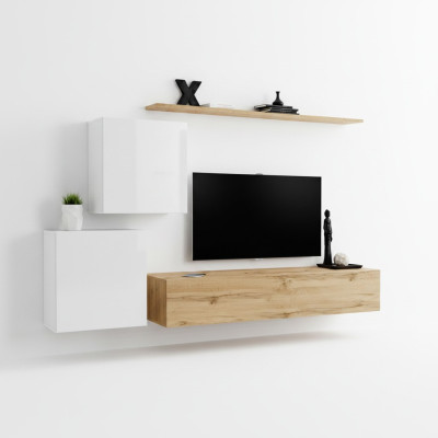 Moderno mueble de pared para sala de estar, aparador de diseñador, soporte para TV de 4 piezas. Nuevo.