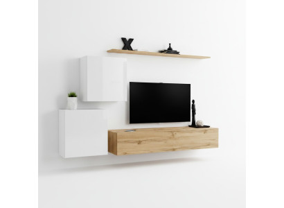 Moderno mueble de pared para sala de estar, aparador de diseñador, soporte para TV de 4 piezas. Nuevo.
