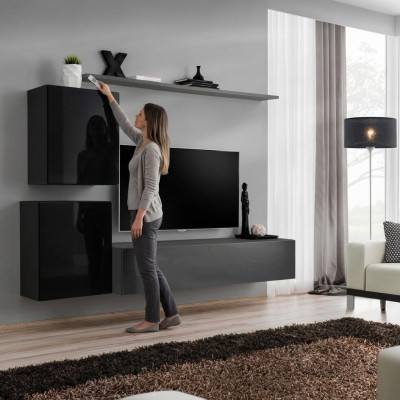 Juego de muebles de sala de estar diseñador, pared modular, aparador, 2x armarios de pared, conjunto de 4 piezas, diseñador nuevo.