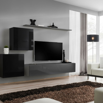 Juego de muebles de sala de estar diseñador, pared modular, aparador, 2x armarios de pared, conjunto de 4 piezas, diseñador nuevo.