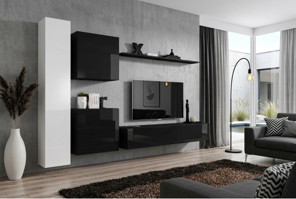 Conjunto de mueble de pared para sala de estar, grupo de 4 piezas, juego de armario de 4 piezas. Mueble de madera, estante.