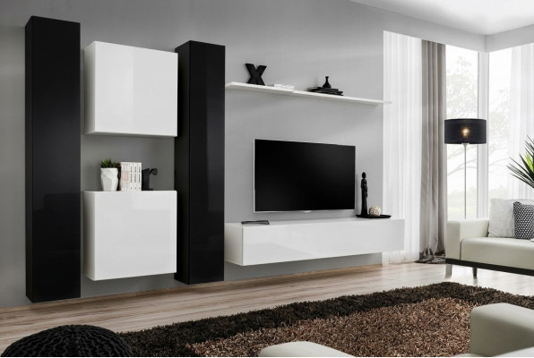 Mueble de pared blanco de diseño, muebles de salón, soporte de TV, aparador