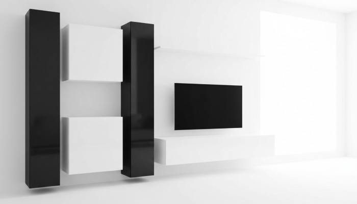 Mueble de pared blanco de diseño, muebles de salón, soporte de TV, aparador