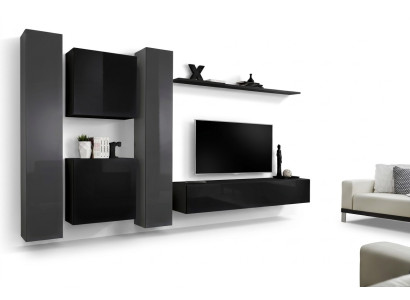 Diseñador Negro Muebles de sala de estar Nuevo Conjunto de pared de TV Soporte para TV Mueble Aparador