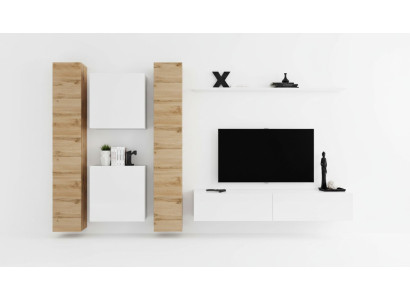 Wohnwand Blanco Muebles de madera Armario Diseño Estante de pared completo Pared Estante