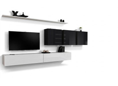 Mueble de pared blanco con 2 soportes para televisión, aparador, muebles de salón, armario de pared, diseñados.