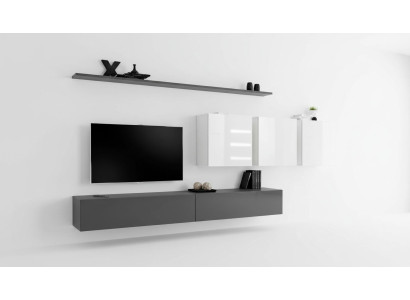 Mueble de salón de madera gris, soporte de TV de diseñador, aparador de alto brillo, armario de pared.
