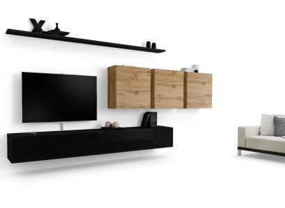 Conjunto completo de muebles de salón modernos: soporte de TV de 7 piezas con aparador.