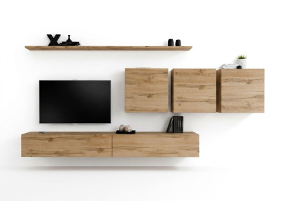 Mueble de pared para sala de estar, armario de pared, armario, mueble auxiliar, muebles de madera de diseño, marrón.