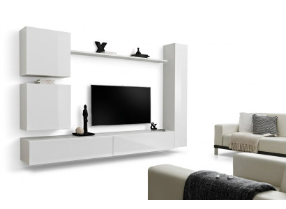 Blanco lujo pared de muebles de salón diseñador estante de TV moderno set