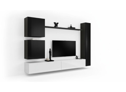 Mueble de salón negro, mueble de pared de diseño, soporte de TV, muebles de salón modernos, nuevos