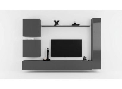 Muebles de diseñador para pared en gris, lujo en mobiliario, muebles de madera modernos.
