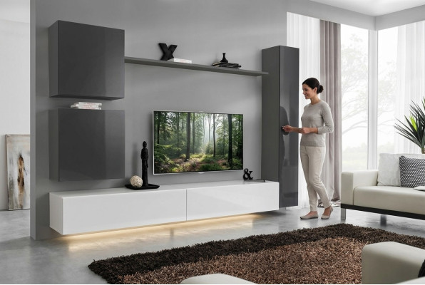 Gabinete de pared gris muebles de madera Gabinete moderno Aparador Gabinete de pared Nuevo