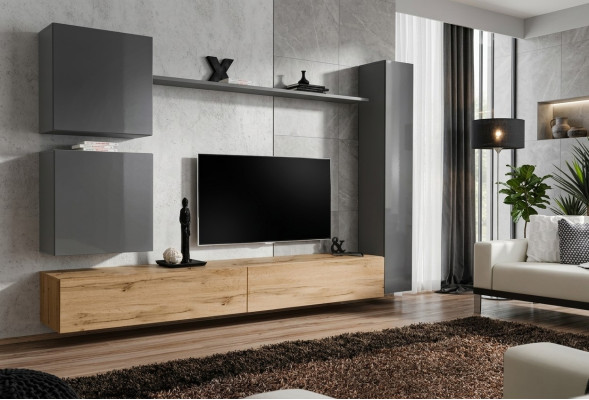 Armario de pared, conjunto de muebles de pared de 6 piezas, mueble moderno, aparador, soporte de TV