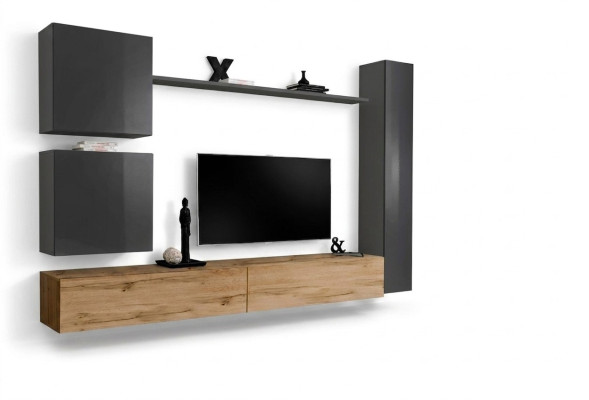 Armario de pared, conjunto de muebles de pared de 6 piezas, mueble moderno, aparador, soporte de TV