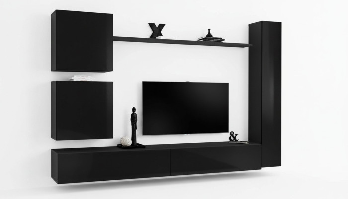 Conjunto de muebles de lujo negro para salón, estantería, armario de pared, estantería, nuevo.
