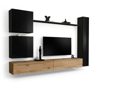 Sala de estar lujo decoración mueble de pared negro armario de pared muebles de madera estilo diseño.