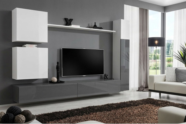 Mueble de salón armario de pared Estilo Moderno Decoración Diseñador Blanco Estantería TV Mueble auxiliar