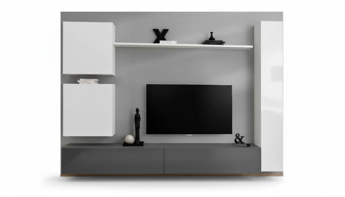 Mueble de salón armario de pared Estilo Moderno Decoración Diseñador Blanco Estantería TV Mueble auxiliar