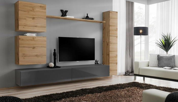 Diseñador de interiores Braun 3x armario de pared conjunto de muebles de madera de lujo soporte de televisión.