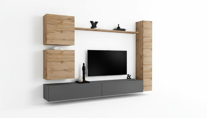 Diseñador de interiores Braun 3x armario de pared conjunto de muebles de madera de lujo soporte de televisión.