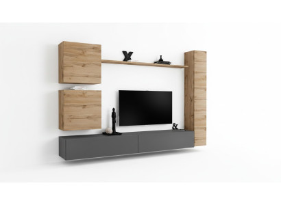 Diseñador de interiores Braun 3x armario de pared conjunto de muebles de madera de lujo soporte de televisión.