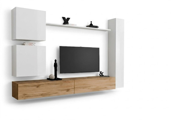 Blanco Conjunto completo de muebles de salón Mueble de pared Estante de lujo Armario de pared Nuevo