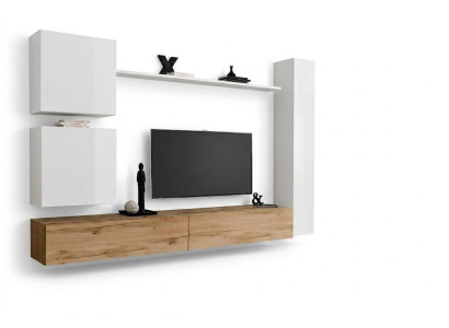 Blanco Conjunto completo de muebles de salón Mueble de pared Estante de lujo Armario de pared Nuevo