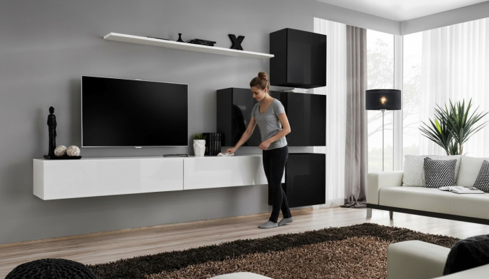Mueble de pared moderno estante de pared estante armario blanco lujo decoración diseñador completo