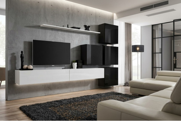 Mueble de pared moderno estante de pared estante armario blanco lujo decoración diseñador completo