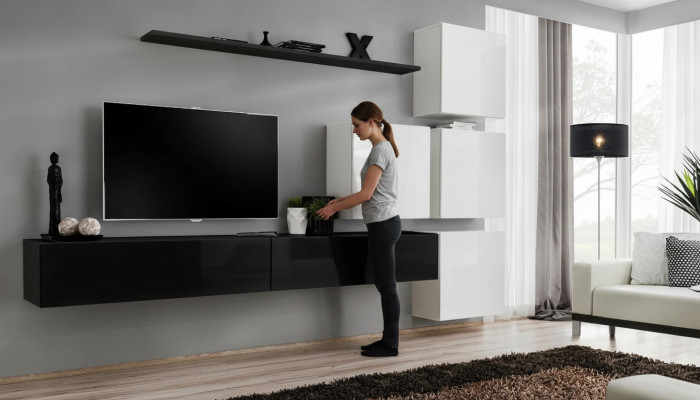 Diseño de salón mueble aparador 2 armario de pared rtv Mueble bajo 7 pzas. Set Mobiliario