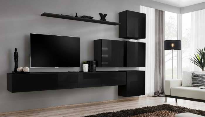 Conjunto de sala de estar: estantería de pared, aparador, paredes de salón, armario completo de 7 piezas. Nuevo.