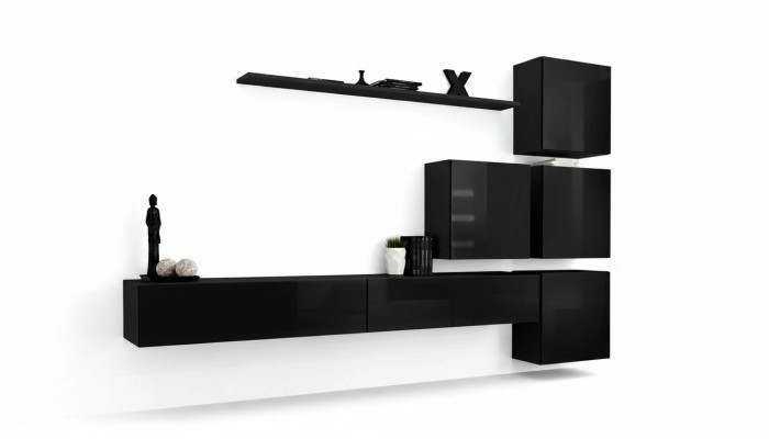 Conjunto de sala de estar: estantería de pared, aparador, paredes de salón, armario completo de 7 piezas. Nuevo.