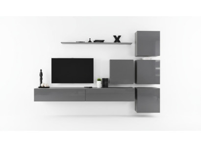 Gris, moderno conjunto de pared para la sala de estar, diseño de mueble de TV de lujo, aparador, armario, nuevo.