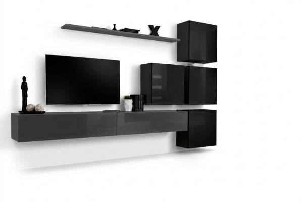 Conjunto de pared para la sala de estar de 7 piezas de lujo, diseño moderno de estante de sala de estar.