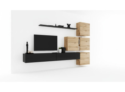 Set de salón de 7 piezas. Mueble de televisión de madera de lujo.