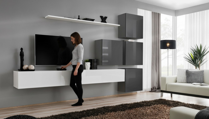 Blanco mueble para TV de madera Juego completo de muebles de salón moderno.